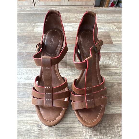 Womens Boden Leather Fisherman Strappy Cone Heel Sandals size 38 Boho Minimalist - Picture 2 of 5